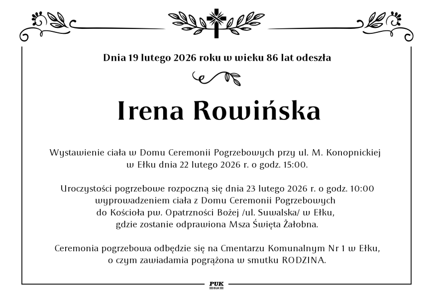 Irena Rowińska - nekrolog